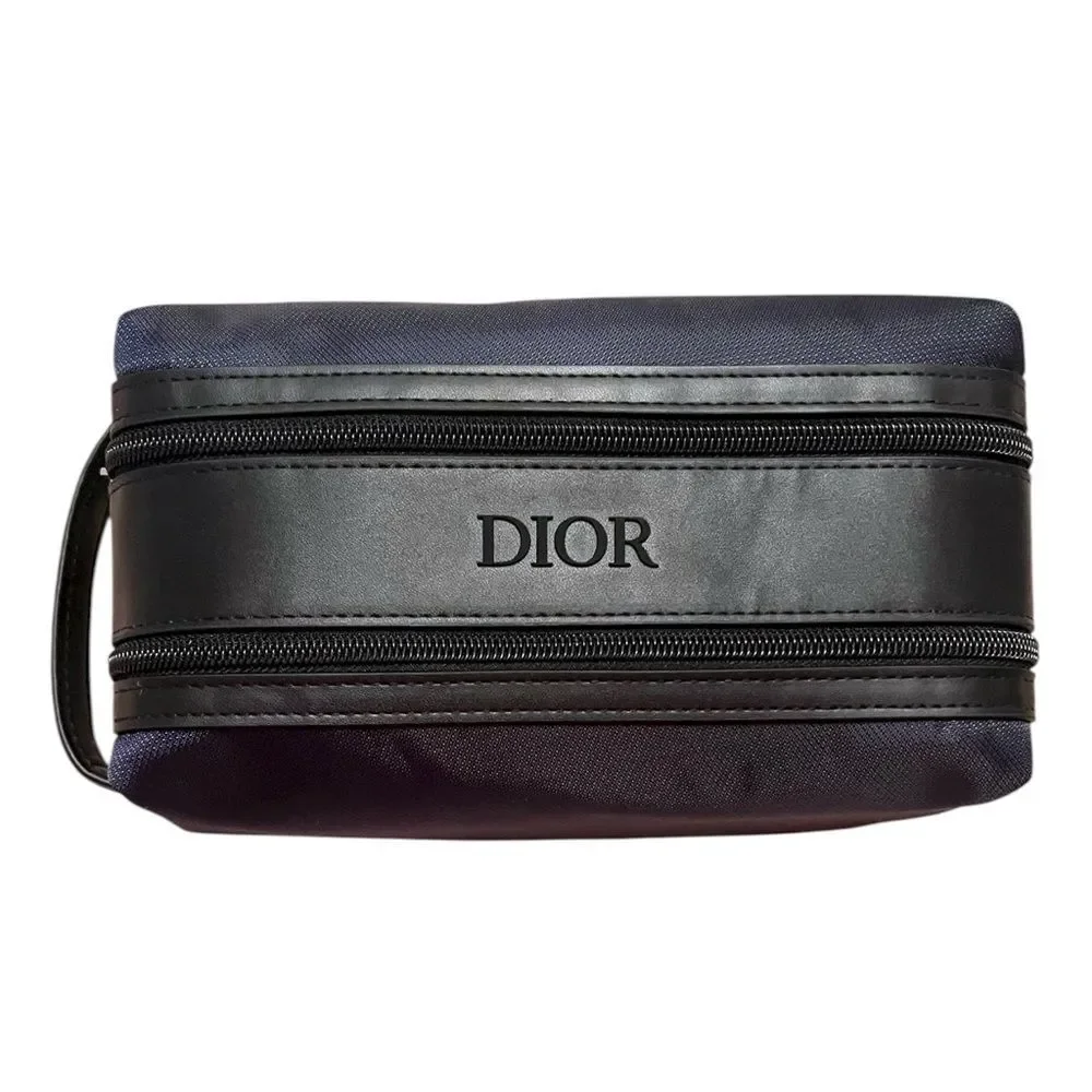 Dior GWP Men Black Blue Double Zipper Travel Pouch - Picture 2 of 8